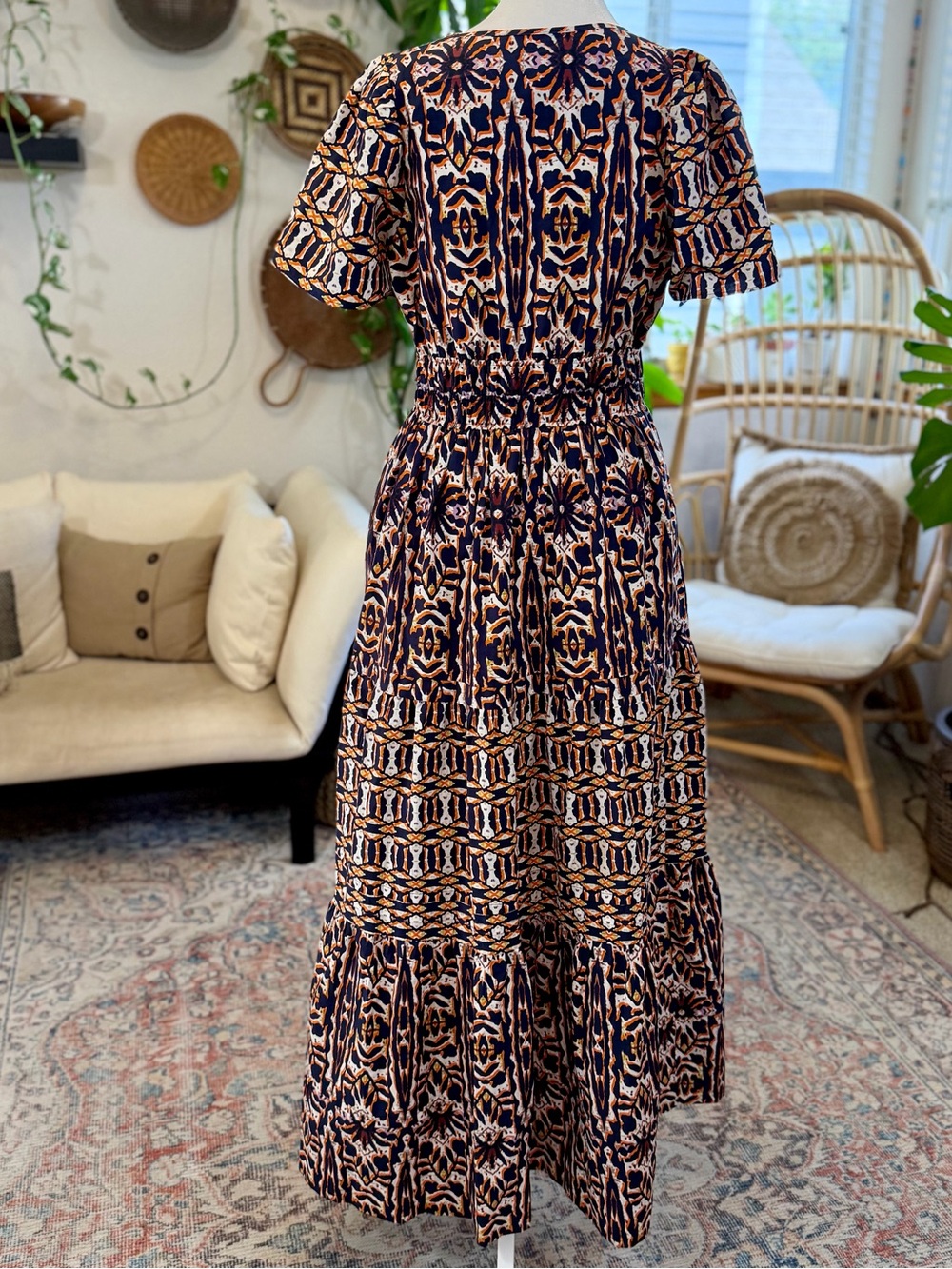 Anthropologie Maeve XS Somerset Boho Prairie 100% Cotton Sundress Midi Dress - Picture 9 of 14